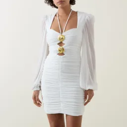 Rebecca Vallance Guinevere Gathered Woven Mini Dress White Size 12 for rent on The Volte - image 2