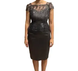 Anthea Crawford Sequin Lace Satin Dress Knee-length Grey Size Au 10 for rent on The Volte - image 1