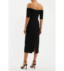 Rebecca Vallance Rhosen Off The Shoulder Midi Dress Black Size AU 8 for rent on The Volte - image 4