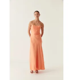 Aje Clarice Draped Maxi Dress Sunset Orange Size AU 8 for rent on The Volte - image 1
