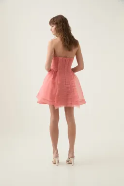 Aje Astrid Strapless Mini Dress Washed Coral Size AU 6  for rent on The Volte - image 4
