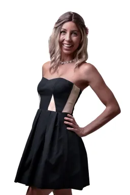 Bardot Strapless A-line Mini Dress Black/Beige Size 6 for rent on The Volte - image 1