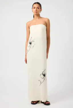 Third Form Dream State Strapless Maxi Dress Cream/Black Print Size 12 for rent on The Volte - image 2