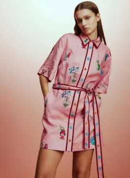 Alemais Timmy Embroidered Mini Dress Pink Size 10 for rent on The Volte - image 2