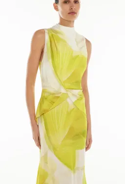 Manning Cartell Levitating Butterflies Drape Midi Dress Yellow/White Print Size 12 for rent on The Volte - image 4