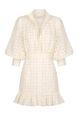 Shona Joy Penelope Linen Balloon Sleeve Mini Dress Ivory Size AU 10 / US 6 for rent on The Volte - image 9