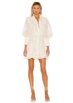 Shona Joy Penelope Linen Balloon Sleeve Mini Dress Ivory Size AU 10 / US 6 for rent on The Volte - image 1