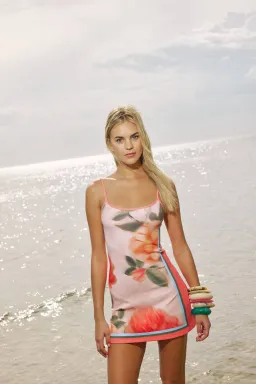 With Harper Lu Mini Slip Dress Peach Floral Size M / AU 10 for rent on The Volte - image 4