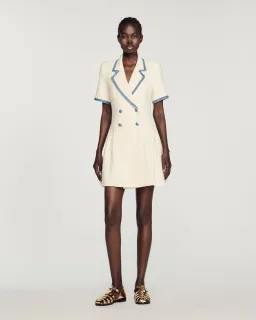 Sandro Paris Seville Double Breasted Woven Mini Dress White Size S / AU 8 for rent on The Volte - image 1
