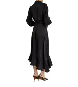 Zimmerman Silk Wrap Midi Dress in Black Size 2 / AU 12 for rent on The Volte - image 2