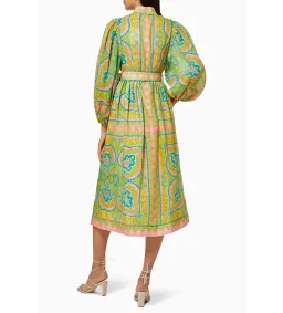 Zimmermann Estelle Midi Dress in Pink/Green Paisley Size 0 / AU 8 for rent on The Volte - image 3