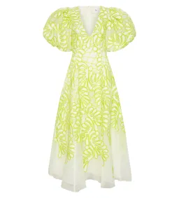 Aje Botanical Applique Midi Dress Ivory/Citrus Yellow Size M / AU 10 for rent on The Volte - image 7