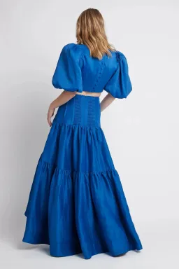 Aje Reverb Puff Sleeve Cropped Top and Gathered Midi Skirt Set Cobalt Blue Size 6 for rent on The Volte - image 2