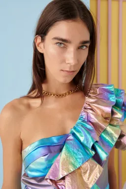 CeliaB Haf Mini Dress Metallic Size XS / AU 6 for rent on The Volte - image 5