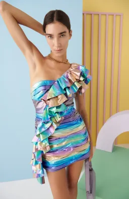 CeliaB Haf Mini Dress Metallic Size XS / AU 6 for rent on The Volte - image 4