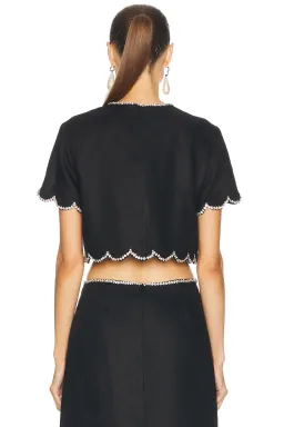 Zimmermann Crush Scalloped Top & Midi Skirt Set Black Size 0 / AU 8 for rent on The Volte - image 2