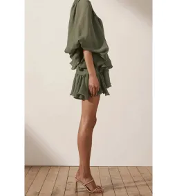 Shona Joy Charlotte Mini Dress Khaki Green Size AU 10 for rent on The Volte - image 3