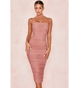 House of CB Sirene Gathered Organza Mesh Dress Antique Rose Size AU 14 for rent on The Volte - image 2