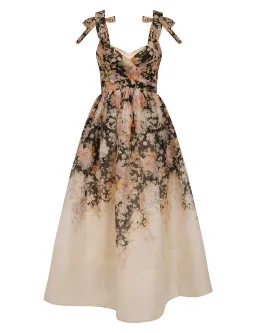 Zimmermann Illustration Midi Dress Tea Rococo Floral Size 1 / AU 8 for rent on The Volte - image 2