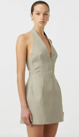  Camilla and Marc Pompidou Halter Neck Mini Dress in Green Olive Marle Size 10 for rent on The Volte - image 2