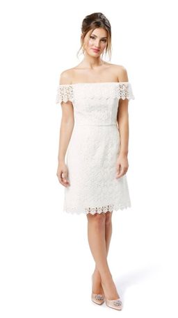 Review Off the Shoulder Lace Dress White Size 10 for rent on The Volte - image 1