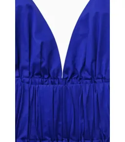 Cos Gathered Halterneck Midi Dress Bright Blue Size AU 10 for rent on The Volte - image 5