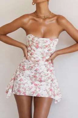House of CB Jasmine Draped Corset Dress Rose Print  Size 6  for rent on The Volte - image 6