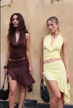 Orphe Sofia Midi Skirt & Halter Top Set Brown Size Small/AU 8 for rent on The Volte - image 4