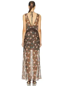 Sir the Label The Avellino Lace Layered Dress in Chocolate Fiore Print Size 0 / AU 6 for rent on The Volte - image 3