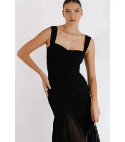 Pasduchas New Horizons Hourglass Midi Dress Black Size AU 8 for rent on The Volte - image 2