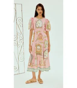 Alemais Monte Midi Dress Pink Size AU 8 for rent on The Volte - image 1