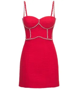 Area NYC Red Embellished Tweed Bustier Dress Red Size AU 6 for rent on The Volte - image 4