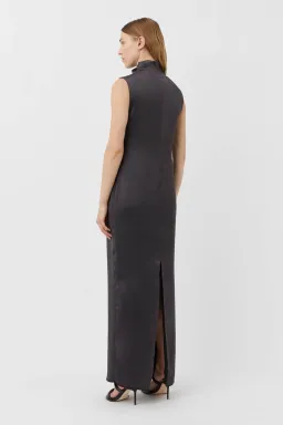 Camilla And Marc Emeline Satin Evening Maxi Dress In Charcoal Size 10  for rent on The Volte - image 2