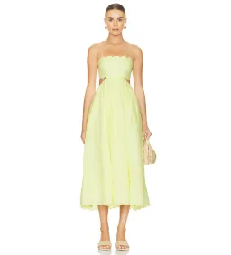 Zimmermann Halliday Scallop Midi Dress In Yellow Size 2 / Au 12 for rent on The Volte - image 1