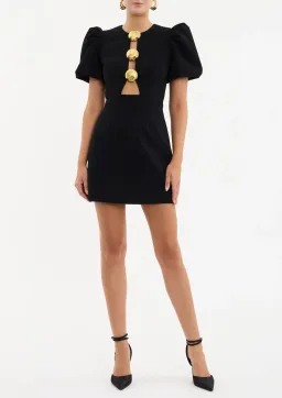Rebecca Vallance Sirene Puff Sleeve Mini Dress Black Size 8 for rent on The Volte - image 2