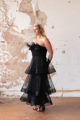 Bariano Kascade Tiered Ruffle Midi Maxi Dress Black Size AU 14  for rent on The Volte - image 7