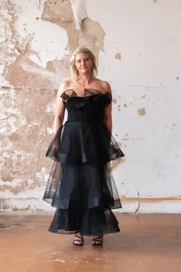 Bariano Kascade Tiered Ruffle Midi Maxi Dress Black Size AU 14  for rent on The Volte - image 6