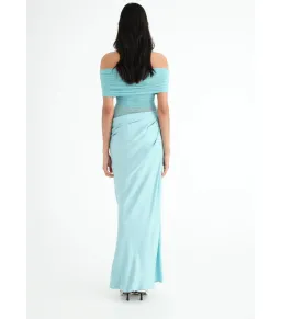 Benni Nico Off Shoulder Maxi Dress Aquamarine Size AU 8 for rent on The Volte - image 3