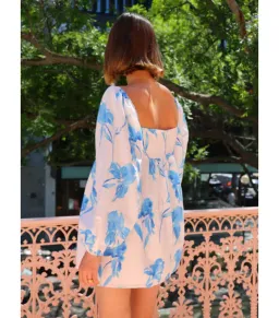 Issy Sweetheart Babydoll Dress in Blue Floral Print Size AU 14 for rent on The Volte - image 3