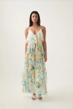 Aje Dreamscape Frill Maxi Dress in Floral Haze Size AU 8 for rent on The Volte - image 1
