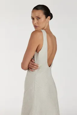 Dissh Lyra Natural Linen Midi Dress in Natural Size AU 12  for rent on The Volte - image 3