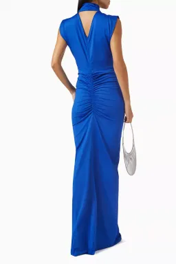 Victoria Beckham Ruched Jersey Column Gown Royal Blue Size 8 for rent on The Volte - image 4