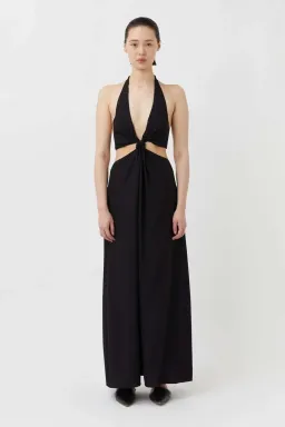 Camilla and Marc Prado Cut Out Evening Halter Maxi Dress Black Size 8 for rent on The Volte - image 1