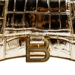 Balenciaga Hourglass Croc Embossed Bag Gold Size XS for rent on The Volte - image 2