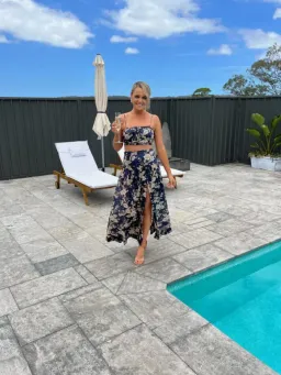 Bec & Bridge Opaline Floral Crop Size 8 & Maxi Skirt Size 6 Set Blue Floral for rent on The Volte - image 2