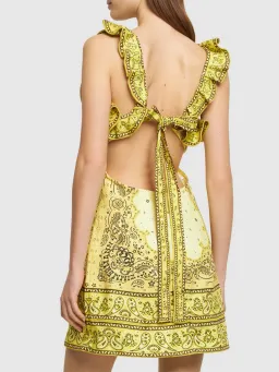 Zimmermann Matchmaker Frilled Mini Dress Yellow Bandana Size 0/ AU 8 for rent on The Volte - image 5