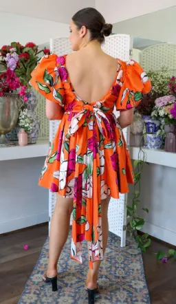 Aje Gretta Bow Back Mini Dress Vivid Camellia Size 12 for rent on The Volte - image 3