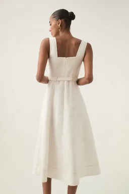 Aje Primary Belted Midi Dress Ivory Size 10 for rent on The Volte - image 3