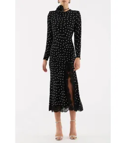 Rebecca Vallance Celyn Polka Dot Midi Dress Black Size AU 12 for rent on The Volte - image 1