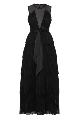 Aje Escapist Black Tiered Maxi Dress Size 10 for rent on The Volte - image 5